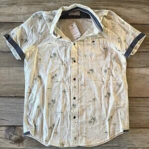NEW Flag & Anthem Linen Cotton Palm Tree Lambert Short Sleeve Button Shirt